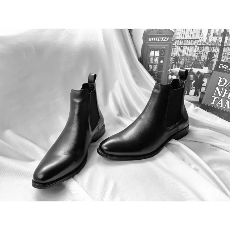 Giày Da Nam Công Sở Chelsea boots Classic Vải Canvas 4