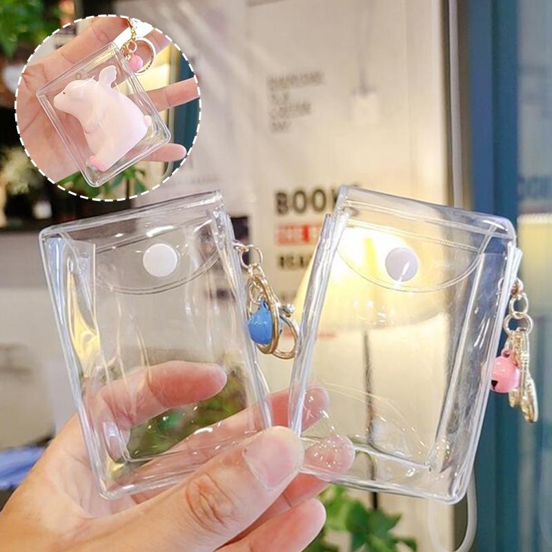 Product Introduction of Mini Anime Doll Display Bag Transparent Coin Purse Pendant Square Pouch Organizer Wallet Key Lipstick Earphone Storage Bag 17