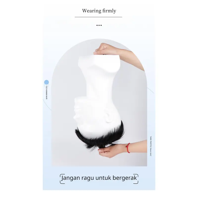wig pria, wig rambut manusia patch botak pria tak terlihat wig klip kerucut pengganti mulus, cocok untuk dipakai sehari-hari, hitam 4