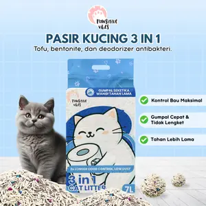 Pawsitive Vibes Pasir Kucing Wangi 3in1 7L - Pet Litter Sand - Pasir Gumpal Kucing - Cat Tofu Litter Eco Friendly