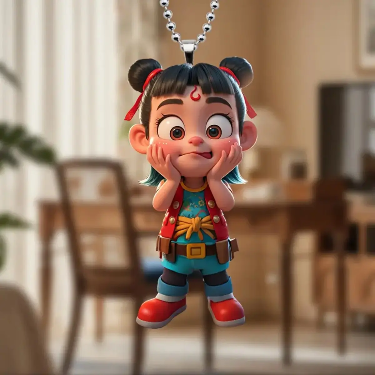 Cute Nezha Peripheral Decoration Schoolbag Pendant Acrylic Keychain Small Gift