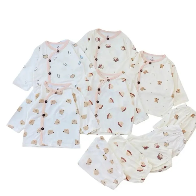 Combo 3 - 5 Bộ Quần Áo Sơ Sinh Thun Lạnh Dài Tay Cho Bé 1