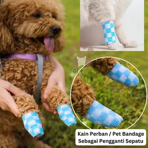 Pet Elastic Bandage Perban Alas Kaki Anti Kotor Anjing Kucing Foot Binding Sepatu Anabul Pelindung Kaki
