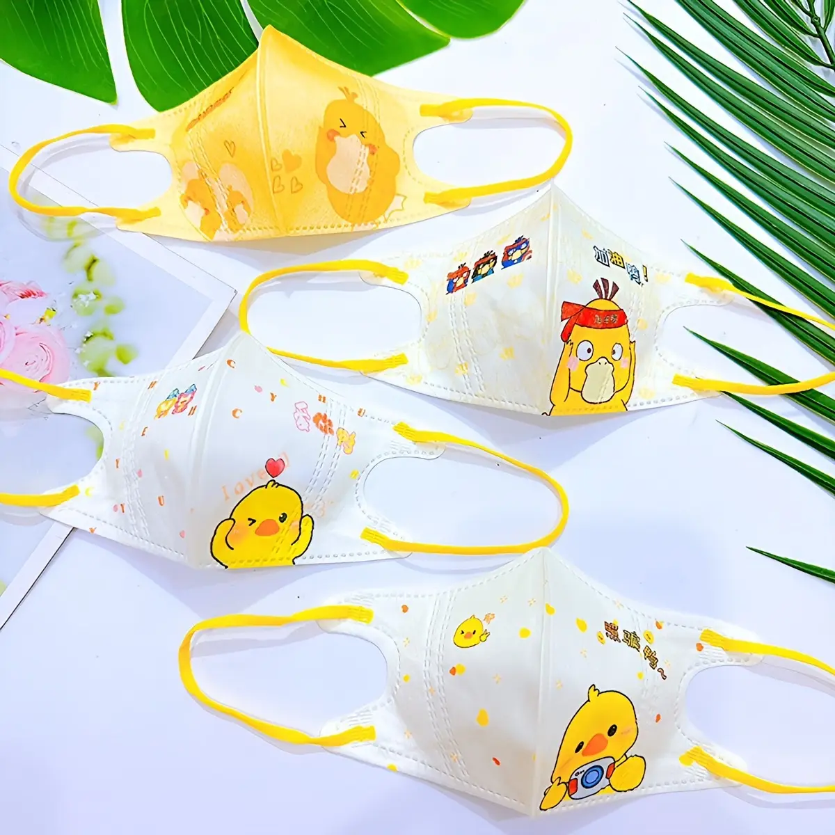 Combo 50 Cái Khẩu Trang 3D Hoạ Tiết Vịt Vàng Cho Bé và Người Lớn Vải Lụa Mềm mịn (HÀNG ÉP TÚI RIÊNG TỪNG CÁI)