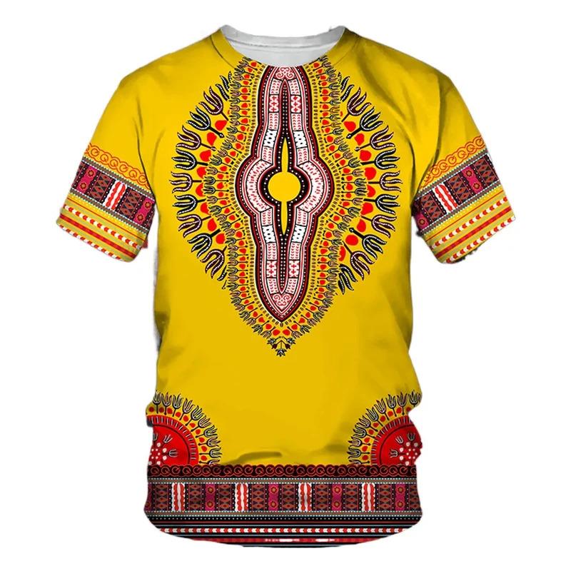 Product Introduction of New Summer African Ethnic Style Pattern 3D Print T-Shirts Men Women Tshirt Short Sleeve Oversized Harajuku Tee Top Kid 3D Thai floral print 3