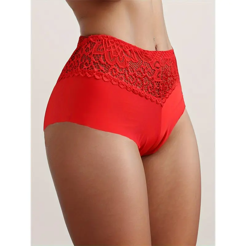 6 Pieces Lace Stitched Boy Shorts, Soft and Comfortable Stretch Panties, Women's Underwear and Underwear 3