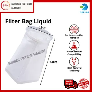 Depure Filter Bag Saringan Air Polyester (PE)  1, 5,10,, 25, 50, 100, 150 Micron (7" x 17") (Saringan Toren)
