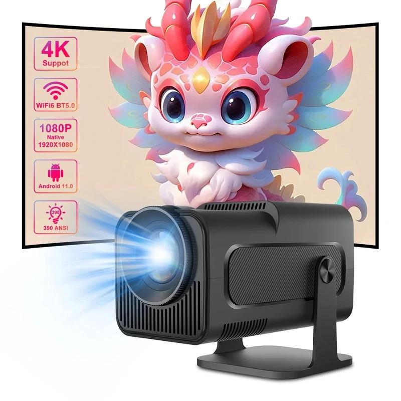 Máy Chiếu 4K Android 11, FGHGF, WiFi6 Kép, HY320, 300ANSI, BT5.0, 1920 * 1080P, Cải Tiến, Có Thể Xoay 180 °, Máy Chiếu Cầm Tay Ngoài Trời, Thích Hợp Cho Các Phòng chiếu phim 0