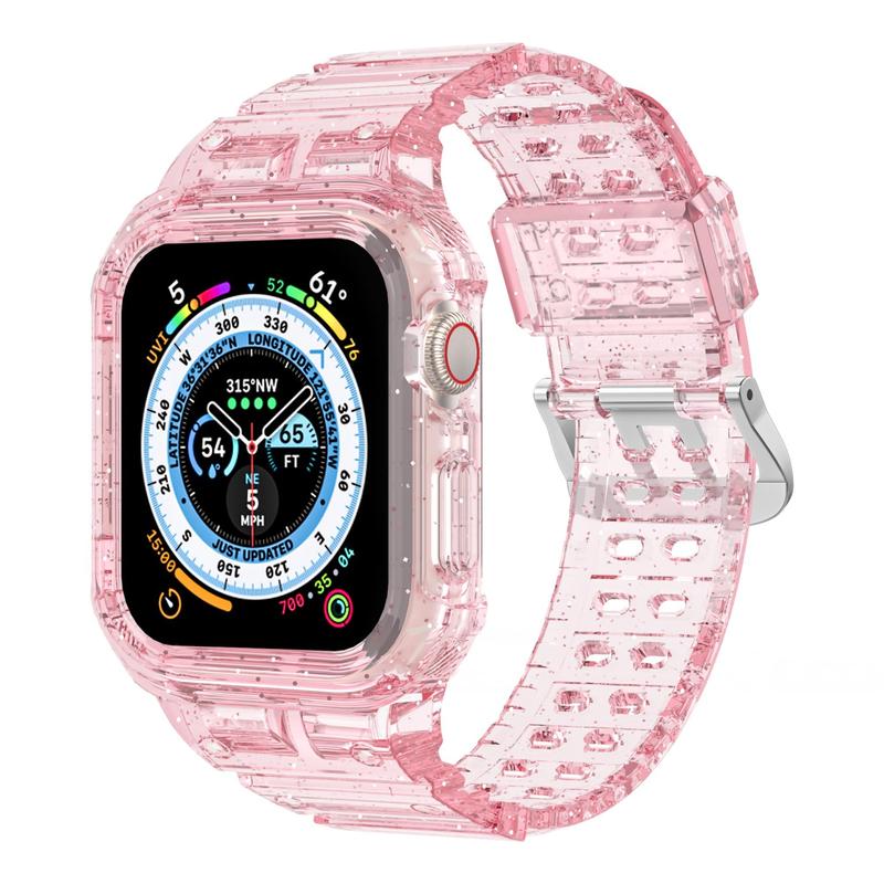Solid Color Glitter Watch Band (Band Only), Adjustable TPU Transparent Sports Watch Band, Replacement Watch Band For Apple Watch, Electronics Accessories 2