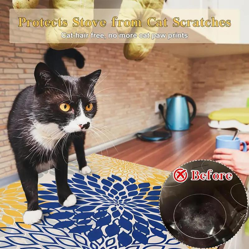 Floral Pattern Heat Resistant Oven Liner, Non Slip & Waterproof Oven Mat, Dustproof Oven Pad for Home Kitchen, Kitchen Accessories 6