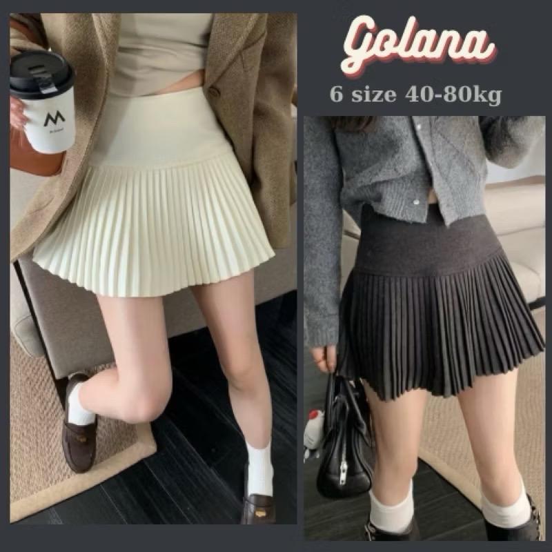 Chân váy xếp li dáng ngắn có quần bảo hộ Chân Váy Dạ kaki Xếp Li Siêu Nữ tính có bigsize Brandy