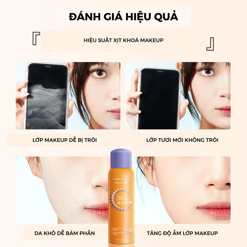 Xịt Khóa Nền Makeup Maigoole bigsize 150ml Tinh Chất Vitamin C Khoá Trang Điểm 16h Kiềm Dầu Tạo Nhũ Óng Ánh 1