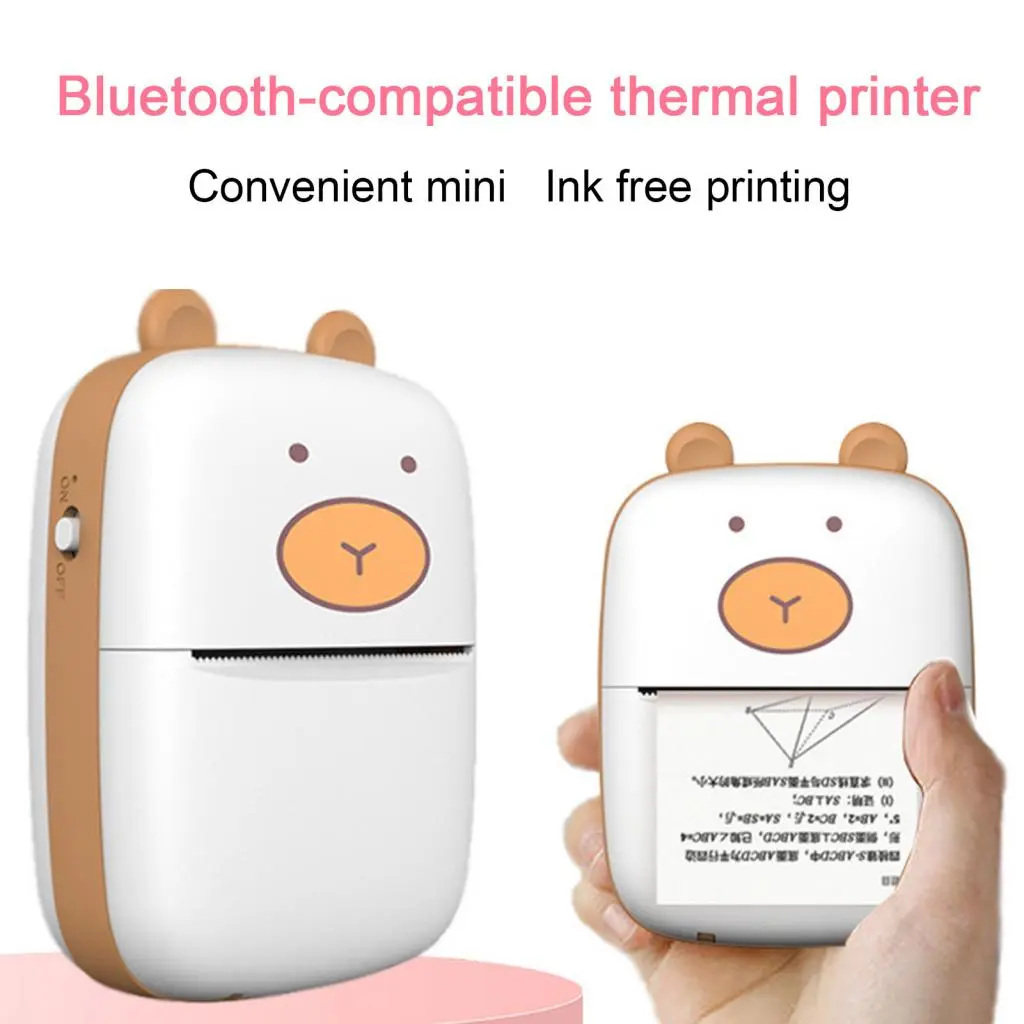 Xunyanb Rechargeable Mini Printer Mini Thermal Printer Portable Wireless Printer for Travel Bluetooth Thermal Printer for Ios  Small Printer with 5 Rolls Paper Home Office