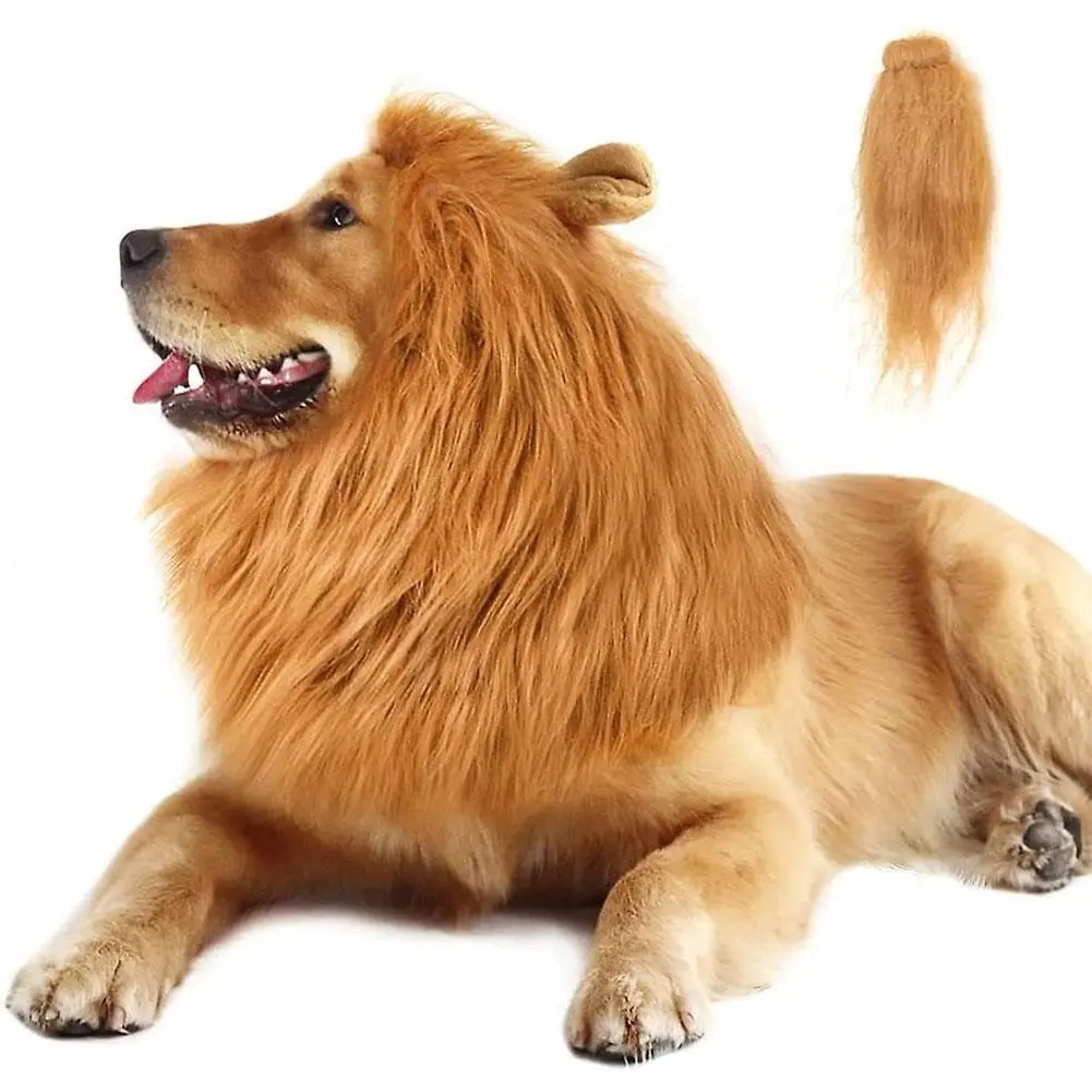 Pet Dog Lion Head Cover Lion Mane For Dog Pet Clothes Adjustable Lion Mane Costume With Ears U9K0