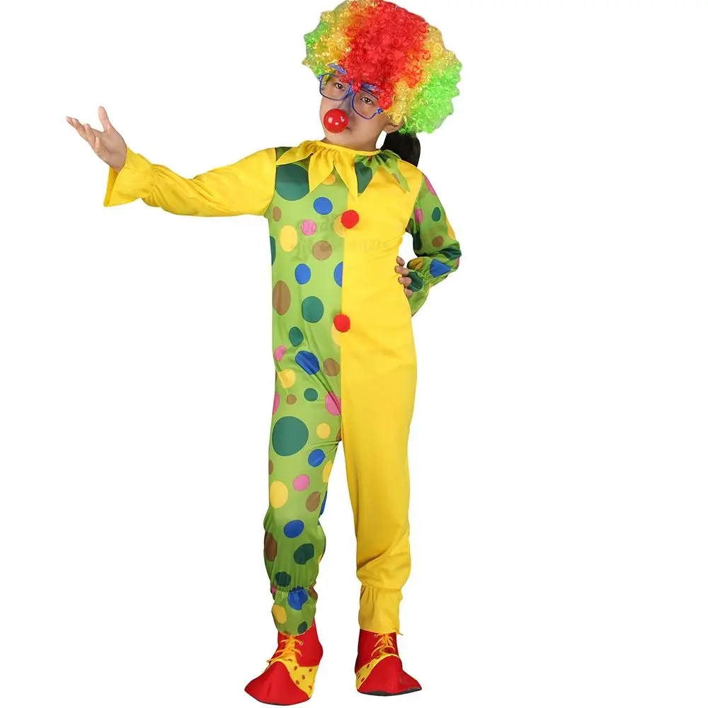 Clown Costume for Kids, 1 Count Colorful Clown Outfit for Boys & Girls, Party Clothing for Stage Performance, Party Supplies(without Props Wigs/glasses/red Noses/clown Shoes)