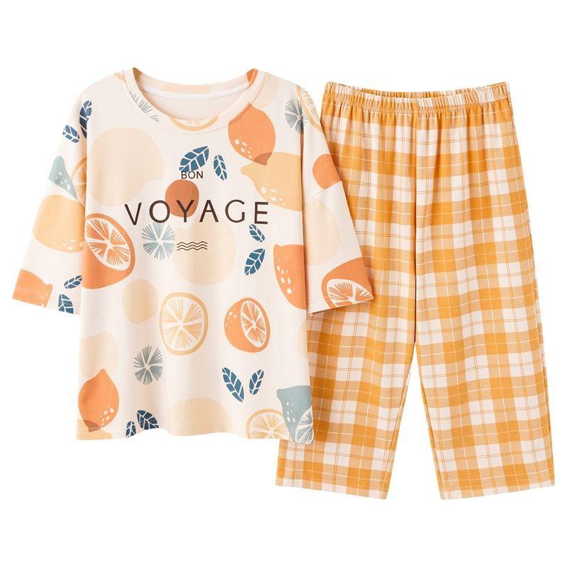 Product Introduction of Đồ Ngủ Cotton, Xương, 5XL, Thích Hợp Cho Bé Gái Béo (100,35kg), Quần ngắn Tay, Dành Cho Nữ, Phong Cách Mùa Xuân Và Mùa Hè, Ngoại Cỡ, Dáng Rộng Vừa Vặn, Hỗ Trợ Mặc Tay 1