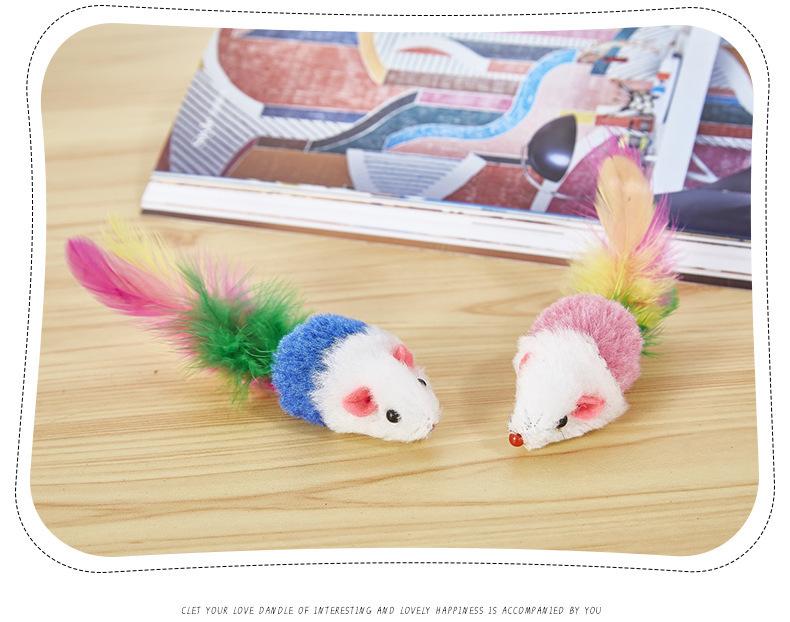Product Introduction of 1Pcs Cat Toy Plush Mouse Colorful Feather Teasing Cat Toy Plush Sound Making Big Mouse Cat Self Hi Toy 8