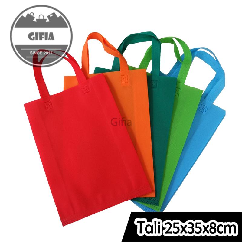 100pcs 25x35x8cm Goodie Bag Custom Sablon / Tas Spunbond Handle / Tas Kain 2