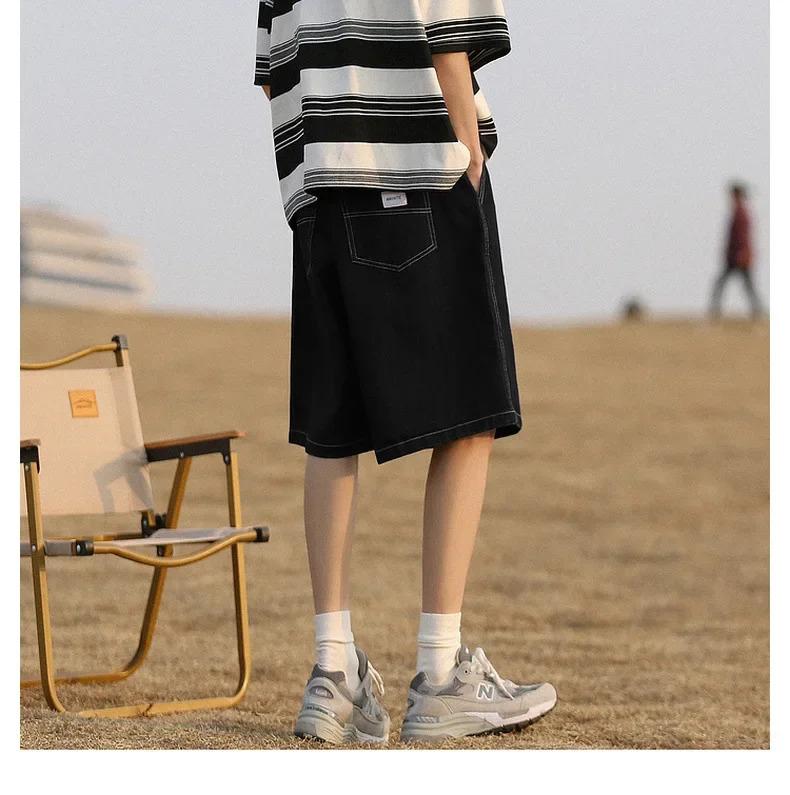 Product Introduction of American Style Vintage Denim Shorts Men's Loose Fit Straight Leg Casual Pants Trendy Brand Japanese Style City Boy 18