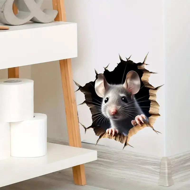 Cute Mouse Hole Wall Decal, Realistic Vinyl Decal, Easy To Peel and Stick, Perfect for Living Room, Bedroom, Kitchen, Bathroom Decoration, Ornaments 5