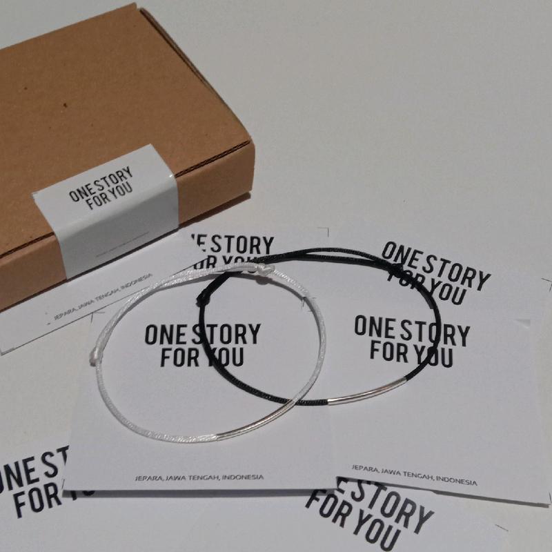 gelang couple Manik Elegan Hitam putih Tali 2