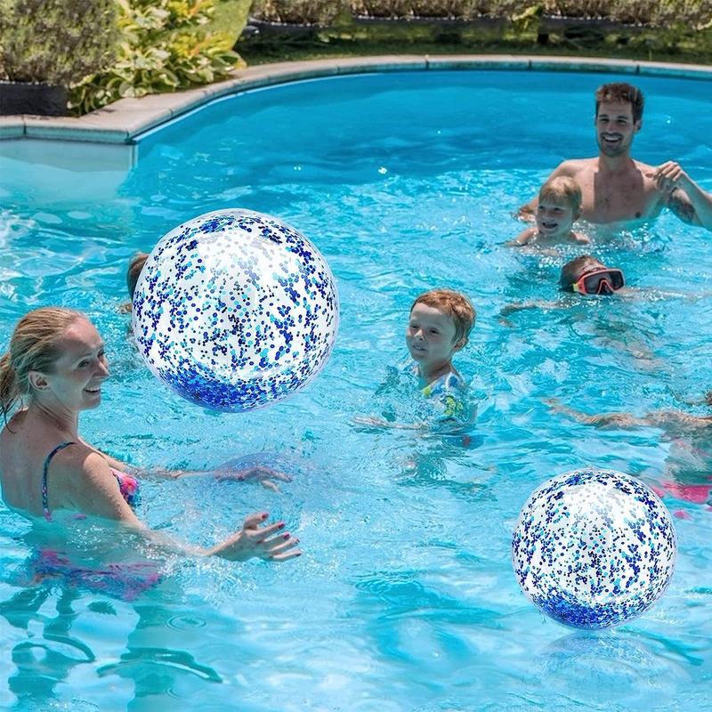 Product Introduction of 40cm Transparent Sequins Beach Ball Thick Material Inflation Balloon Water Float Swimming Pool Playing Water Toy Ball 17