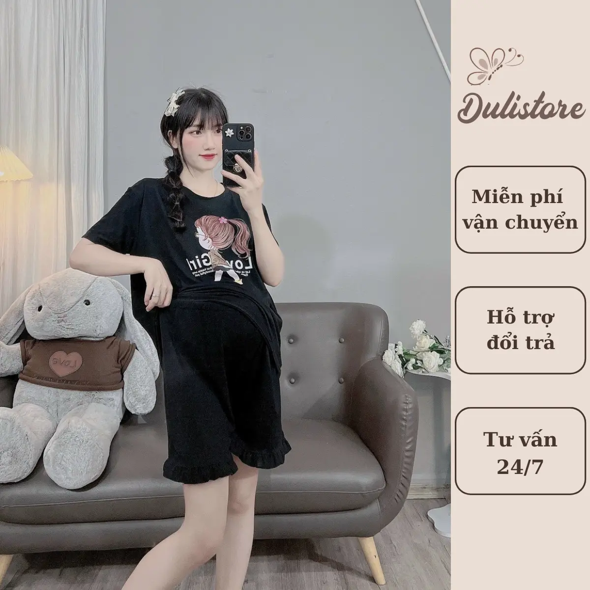 Đồ Bộ Bầu,Đồ Bầu Mặc Nhà Cotton 48-65kg