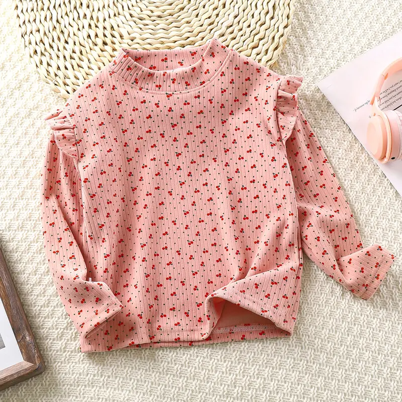 ByKiddos – Atasan Kaos Anak Perempuan Lengan Panjang Tangan Rampel Motif Lucu Gaya Modis 3