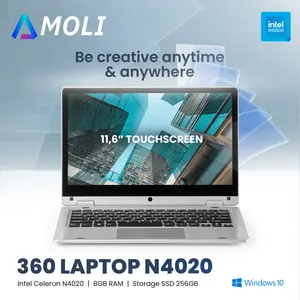 AMOLI Laptop 2-in-1 Intel N4020 11,6/13.3 inci laptop touchscreen 8GB + 256GB SSD Gratis Instalasi Windows 11 + office+Garansi 1 Tahun+ Laptop Gaming, Laptop Pembelajaran,laptop hp