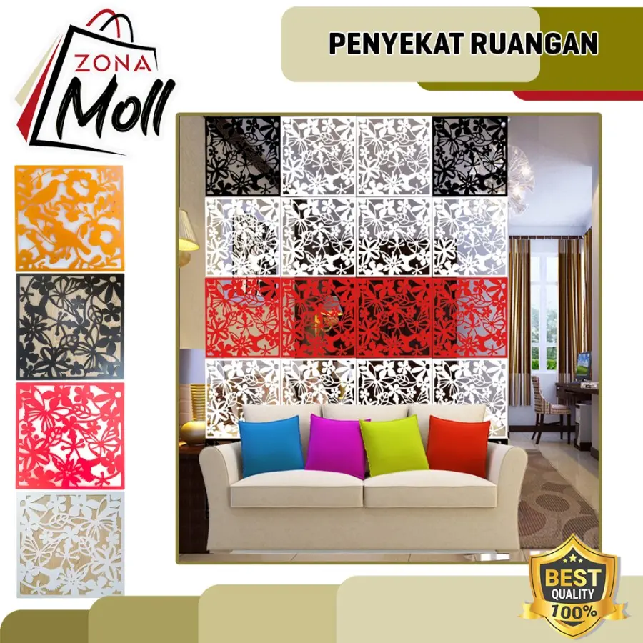 ZM 4 SET PENYEKAT RUANGAN VINTAGE 3D BUTTERFLIES / TIRAI GANTUNG / PARTISI Kuning Merah