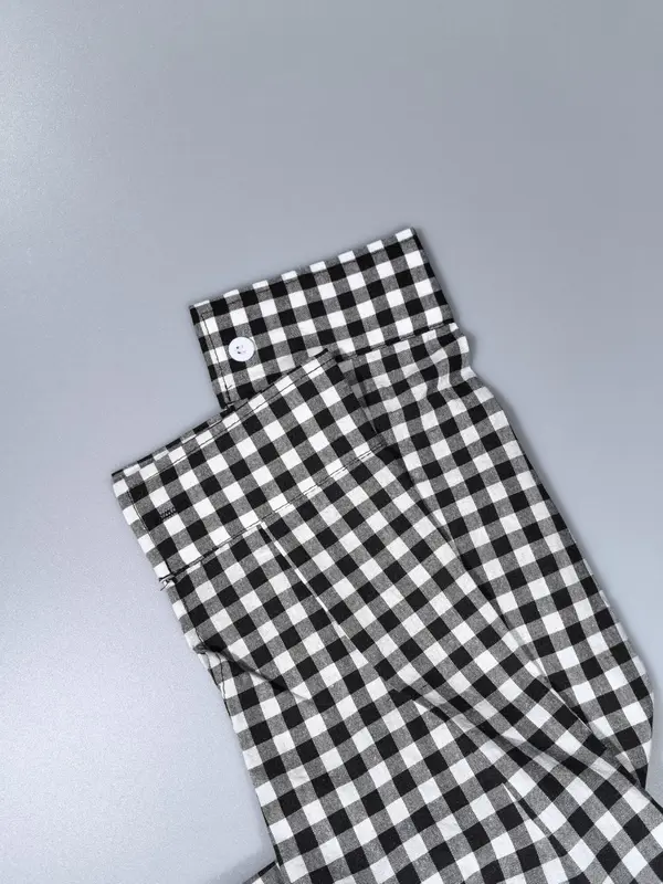 Women's Plaid Print Button Front Ruffle Hem Dress, Elegant Fashion Casual Long Sleeve Dress for Daily Outdoor Wear, Women Dress for All Seasons 6