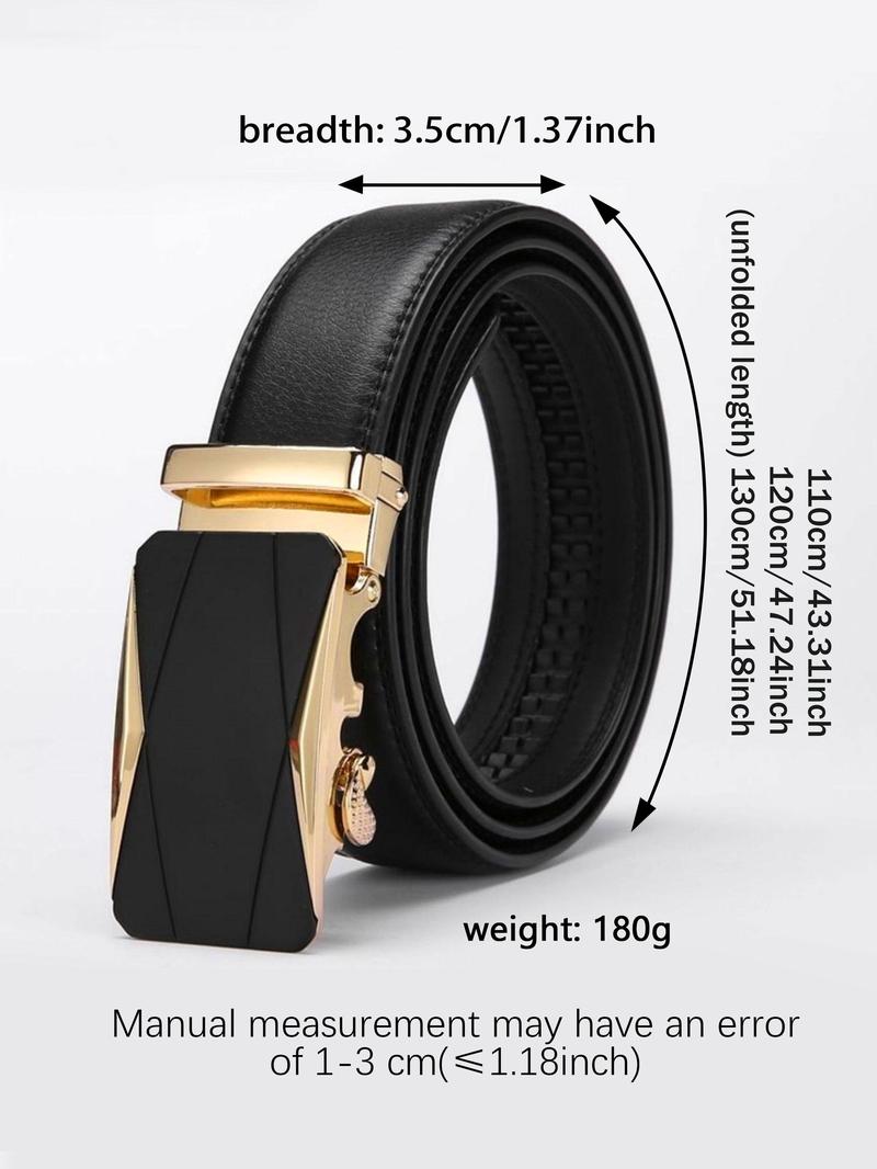 Product Introduction of Men's Minimalist Casual Plain Color Automatic Buckle Belt, Fashion PU Leather Belt for Business & Leisure, Trendy All-match & Exquisite Belt for Birthday Gift 1
