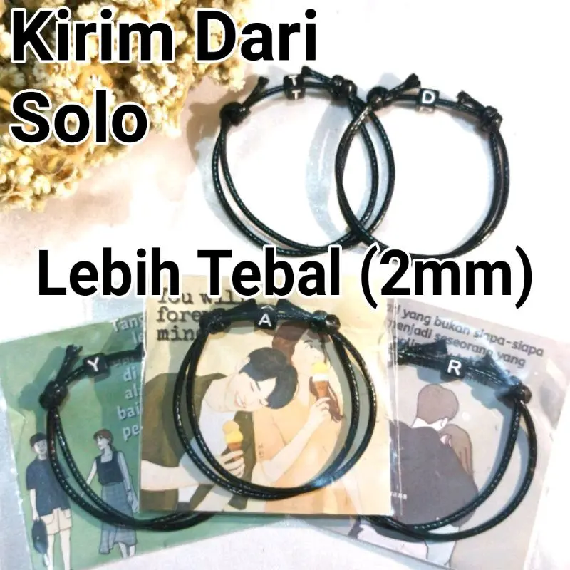 GELANG INISIAL HURUF DADU SINGLE SLIDE (BEPINK JURAGAN)