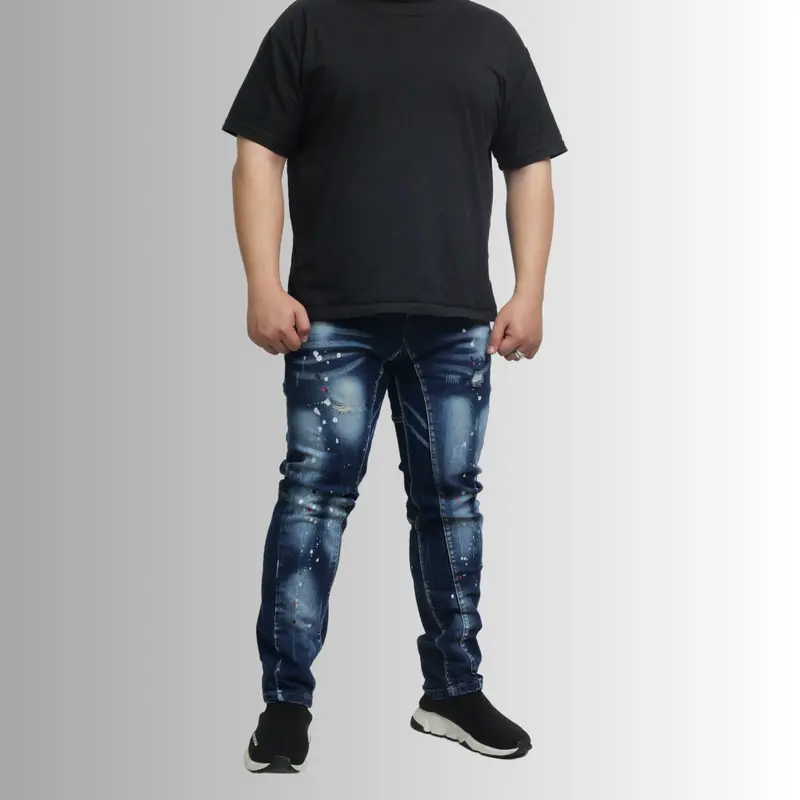 QUẦN JEAN XANH VẨY SƠN ĐƠN GIẢN BIGSIZE NAM CÓ SIZE ĐẾN 120KG 1
