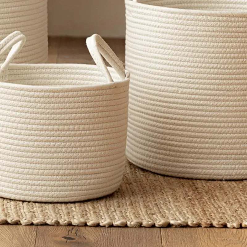 Woven Storage Basket, 1 Count Multifunctional Storage Basket with Handle, Home Organizer for Living Room & Bathroom 5