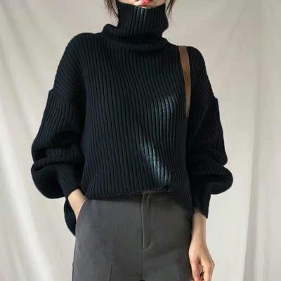 Hàng Sẵn_ Áo len Hàn quốc dáng dài cổ lọ phong cách dịu dàng nữ tính Hadu shop Women Top 1