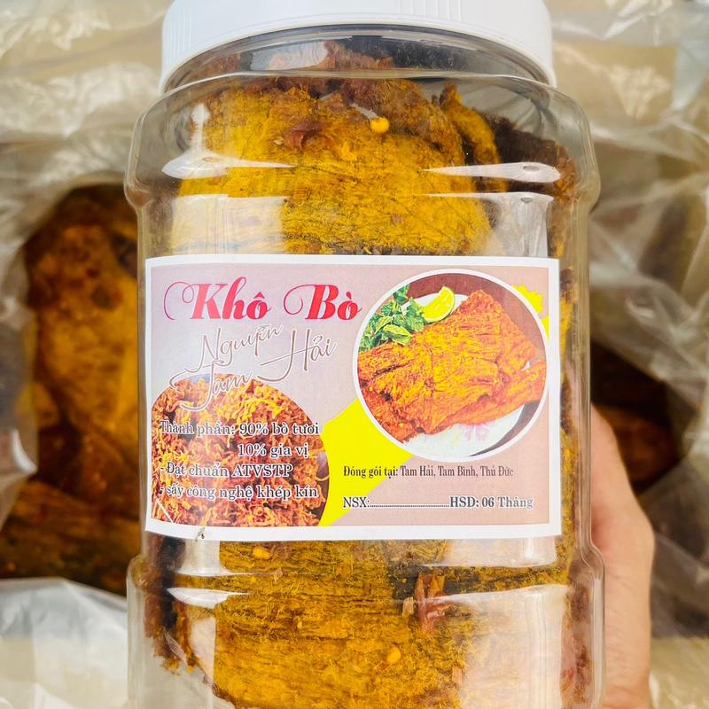 1 Hủ (500gr cả hủ) Khô Bò Mềm Hồng Ngự Siêu Ngon Snack Ăn Vặt