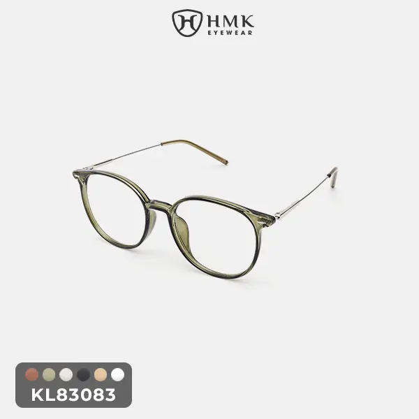 Gọng Kính Cận HMK Eyewear Kim Loại Phối Nhựa Unisex Nam Nữ Dáng Oval Dễ Mang Xinh Xắn, Có Thể Lắp Cận - KL83083 4