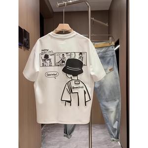 夏のメンズTシャツ、ファッショナブルでトレンディなカジュアル万能スタイル、新しいプリントインり半袖メンズトップス、日本のスタイルデザイン。