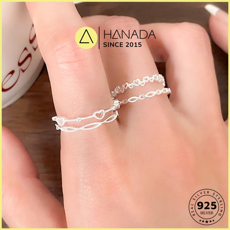 [BH TRỌN ĐỜI] Nhẫn Bạc 925 Hanada Trơn Mảnh Đơn Gỉan Trái Tim Không Đá  Mang hằng ngày  2455-2456-2560 P9-P10