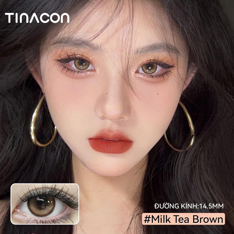 [Giá 1 Đôi + Kèm Khay Dụng Cụ] Tinacon Kính Áp Tròng Đường Kính 14.2mm-14.5mm Mèo Hoang Đôi Mắt To Làm Mềm Màu Mắt Lens - Nữ fairy gray  lens
