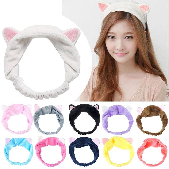 Băng đô mèo cute rửa mặt, makeup co giãn thiết kế xinh xắn siêu dễ thương 2