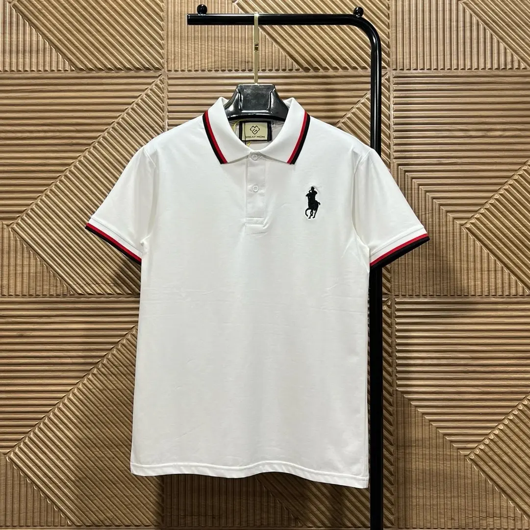 Áo polo thêu ngựa viền sọc 3 màu cổ và tay nổi bật sang trọng, chất vải cotton co giãn 4C, mềm mịn, mát