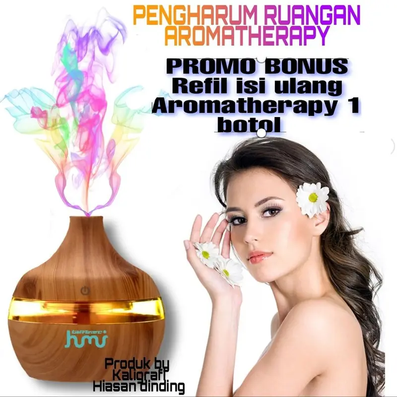 HUMIDIFIER AIR 300 ML PENGHARUM  RUANGAN DIFFUSER PEWANGI KAMAR PARFUM AROMA TERAPI RUANG Putih Remote 2