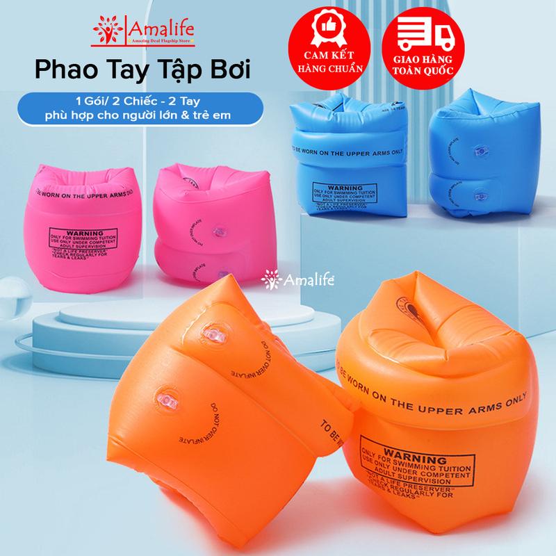 Phao Tay Tập Bơi Size Lớn, Dày Sử Dụng Lâu Bền – 2 Chiếc Phao Tay Cho Cả Người Lớn và Trẻ Em, Phao Bơi Đeo Tay Cho Bé Chính Hãng Amalife
