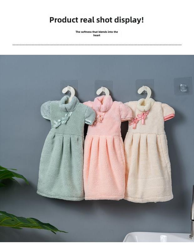 Product Introduction of Cute Princess Dress Hand Towel Kitchen Hand Towel Thickened Absorbent Coral Fleece Rag Handkerchief 6