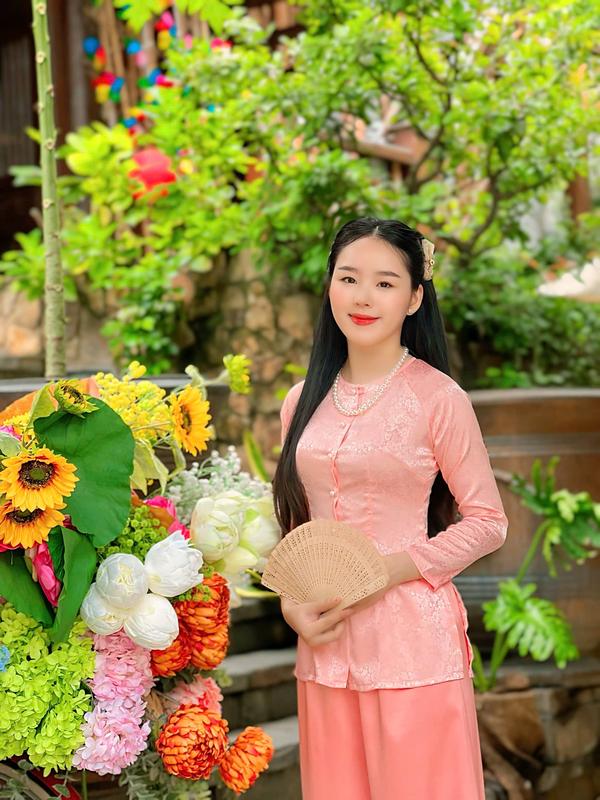 Pháp Phục Hân Nguyễn - B.A125 - Áo Bà Ba Gấm Hoa Cúc Nhí Cài Nút Cổ Tròn Tay Dài Nữ Top Women Sơ Mi