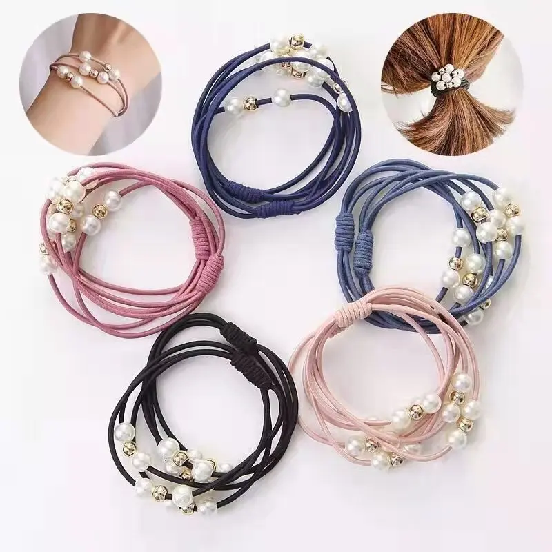 Dây Cao Su, Đế Ba Đường Kẻ Phong Cách Hàn Quốc, Độ Đàn Hồi Cao, Dây Buộc Tóc Scrunchies, Dây Buộc Tóc, Thắt Nút Thủ Công, Dây Buộc Tóc