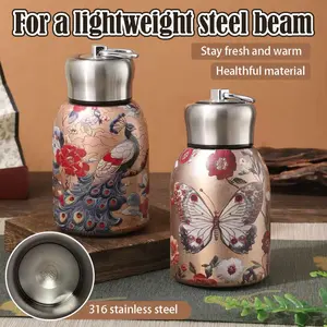 Botol Air Termos Retro China Style Little Fatty, MUG Isolasi Kreatif dengan Lapisan Baja Karat 304 Kualitas Tinggi dan Desain Retro Menarik
