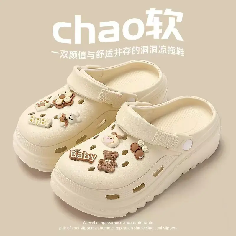 Giày Croc Cho Nữ, Hàng Mới Về Mùa Hè 2024, Không Trơn Trượt, Chống Mài Mòn, Chống Bụi Bẩn, Thoáng Khí, Kín Ngón Chân, Dép Đi Biển, Thích Hợp Cho Nữ 2